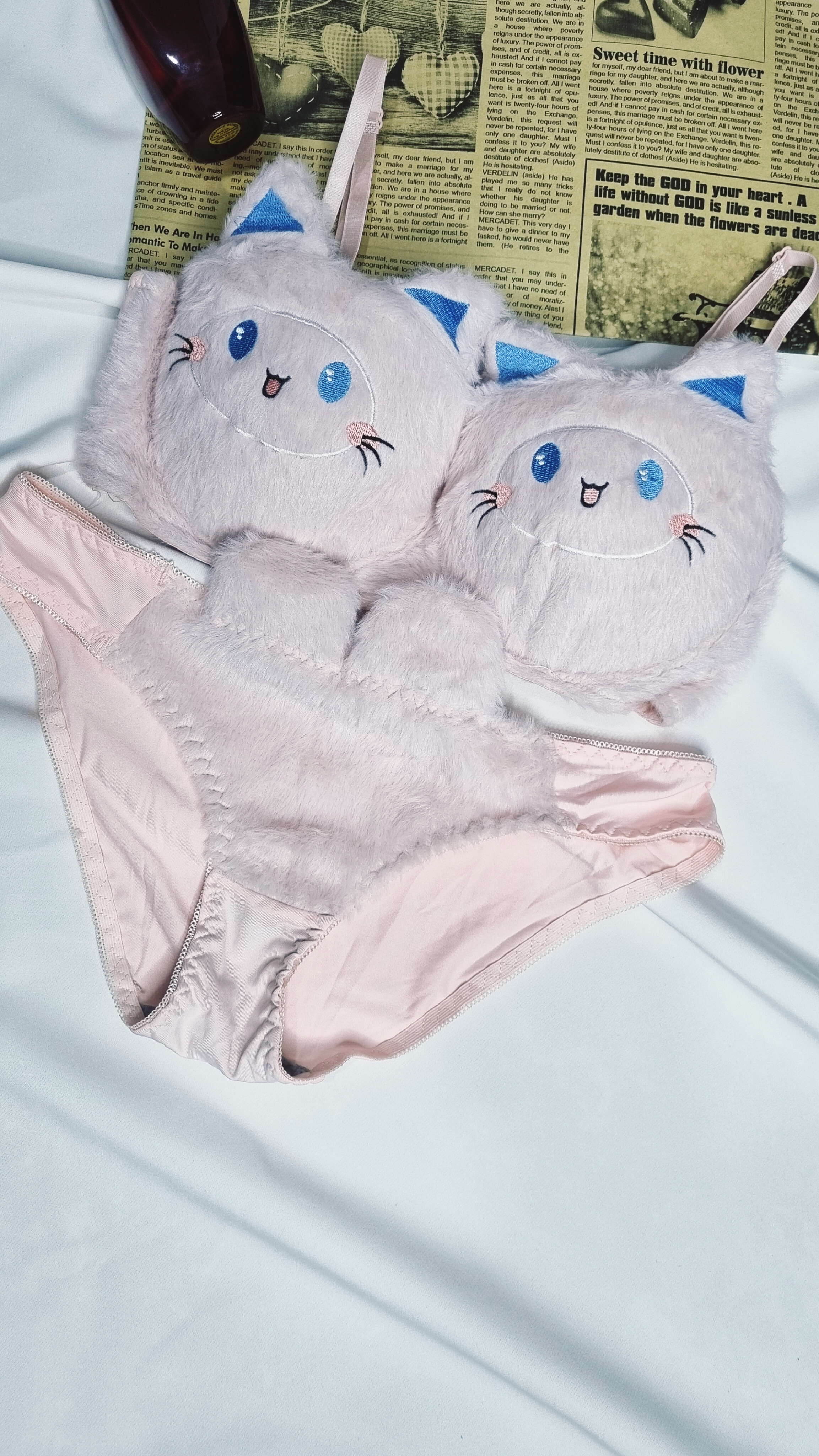 ست شورت و سوتین خز دار فانتزی مدل خرگوش